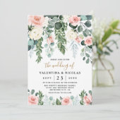 Blush Pink Floral Roos Garden Waterverf Weddenscha Kaart (Staand voorkant)