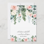 Blush Pink Floral Roos Garden Waterverf Weddenscha Kaart (Achterkant)