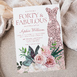 Blush Pink Floral Roos Gold Dress 40th Birthday Kaart<br><div class="desc">Blush Pink Floral Roos Gold Dress 40th Birthday Party 40th & Fabulous Invitation Veel meer kledingvariaties en bloemcombinaties in het collectie (zie hieronder)</div>