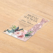 Blush Pink Floral Roos Gold Dress Vrijgezellenfees Acryl Uitnodigingen (Laagn)