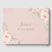 Blush Pink Floral Roos Gold Memorial begrafenis fo Gastenboek (Achterkant)