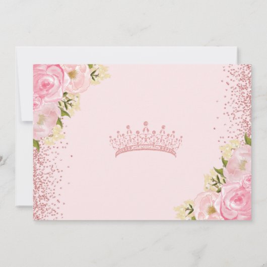 Blush Pink Floral Roos Gold Quinceañera Verjaardag Kaart (Achterkant)