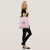 Blush Pink Floral Roos Pattern Monogrammed Tote Bag (Op model)
