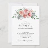 Blush Pink Floral Roos Wedding Elegant Boho Chic Kaart (Voorkant)