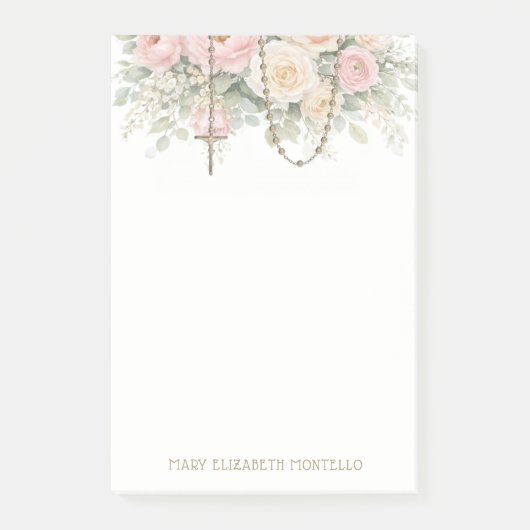Blush Pink Floral Rosary Catholic  Post-it® Notes (Voorkant)