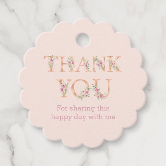 Blush Pink Floral Rozen Baby shower dank u Bedankjes Labels (Voorkant)