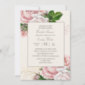 Blush Pink Floral Rozen Cream Vrijgezellenfeest Kaart (Voorkant)