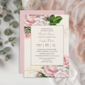 Blush Pink Floral Rozen Cream Vrijgezellenfeest Kaart