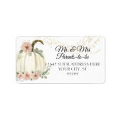 Blush Pink Floral Rozen Gold Pumpkin Adres Etiket (Voorkant)