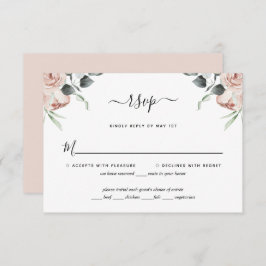 Blush Pink Floral Rozen Wedding RSVP Kaart