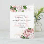 Blush Pink Floral Rozen White 21st Birthday Kaart (Staand voorkant)