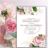 Blush Pink Floral Rozen White 75th Birthday Kaart