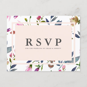 Blush Pink Floral RSVP Briefkaart maaltijdopties