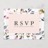Blush Pink Floral RSVP Briefkaart maaltijdopties (Voorkant)