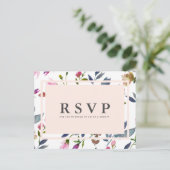 Blush Pink Floral RSVP Briefkaart maaltijdopties (Staand voorkant)