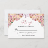 Blush Pink Floral RSVP Enclosure Kaart (Voorkant)