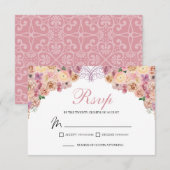 Blush Pink Floral RSVP Enclosure Kaart (Voorkant / Achterkant)