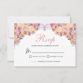 Blush Pink Floral RSVP Enclosure Kaart