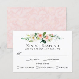 Blush Pink Floral RSVP-kaart met Entree-keuzes Kaart