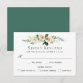 Blush Pink Floral RSVP-kaart met Entree-keuzes Kaart (Voorkant / Achterkant)