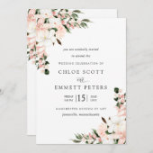 Blush Pink Floral Rustic Floral Wedding Kaart (Voorkant / Achterkant)