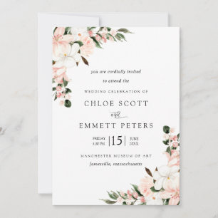Blush Pink Floral Rustic Floral Wedding Kaart