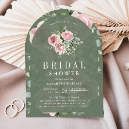 Blush Pink Floral Sage Green Bridal Shower Kaart