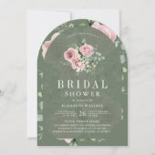 Blush Pink Floral Sage Green Bridal Shower Kaart (Voorkant)