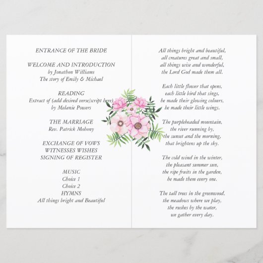 Blush Pink Floral Sage Leaves Budget Weddenschap (Achterkant)