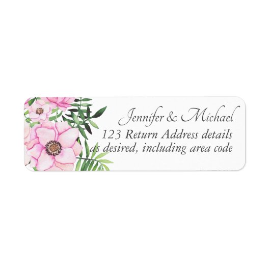 Blush Pink Floral Sage Leaves Budget Weddenschap Etiket (Voorkant)