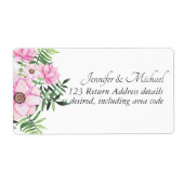 Blush Pink Floral Sage Leaves Budget Weddenschap Etiket (Voorkant)