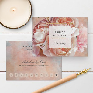 Blush Pink Floral Salon 10 Bezoek Loyalty Kaart Visitekaartje