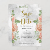 Blush Pink Floral Save the Date (Voorkant / Achterkant)