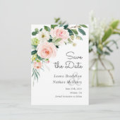 Blush Pink Floral Save the Date (Staand voorkant)
