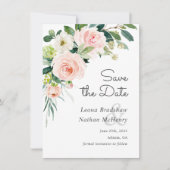 Blush Pink Floral Save the Date (Voorkant)