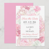 Blush Pink Floral Save the Date Kaart (Voorkant / Achterkant)