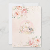 Blush Pink Floral Schattige Woodland Girly Baby sh Kaart (Achterkant)