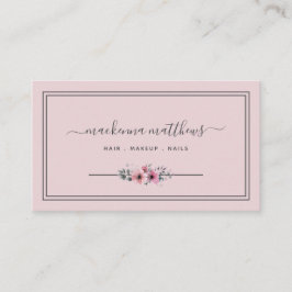 Blush Pink Floral Signature Script Hair Stylist Visitekaartje
