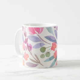 Blush Pink Floral Simple Waterverf Koffiemok