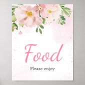 Blush Pink Floral Spring Baby shower Eten Poster (Voorkant)