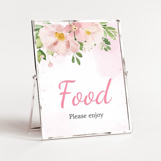 Blush Pink Floral Spring Baby shower Eten Poster