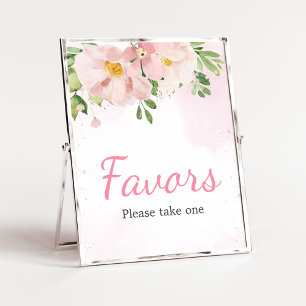 Blush Pink Floral Spring Baby shower Favors Poster