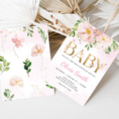 Blush Pink Floral Spring Baby shower Kaart