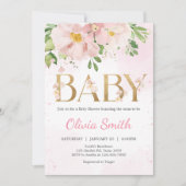 Blush Pink Floral Spring Baby shower Kaart (Voorkant)