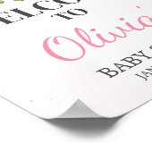 Blush Pink Floral Spring Baby shower Welkom Poster (Hoek)