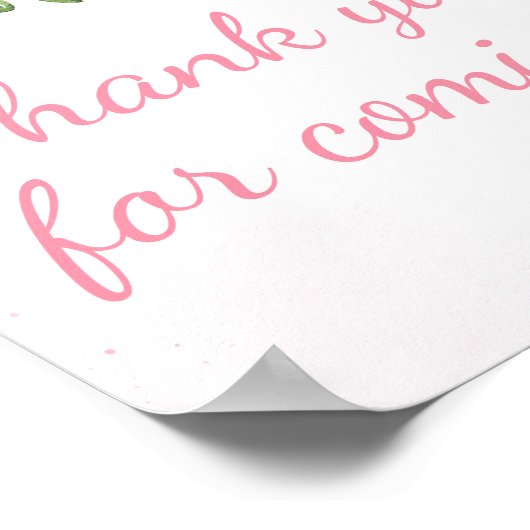 Blush Pink Floral Spring Bedankt voor je komst Poster (Hoek)