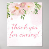 Blush Pink Floral Spring Bedankt voor je komst Poster (Voorkant)