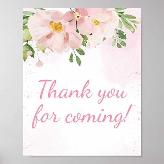 Blush Pink Floral Spring Bedankt voor je komst Poster (Voorkant)