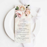 Blush Pink Floral Spring Garden Weddenmenu Menu<br><div class="desc">Een prachtige blush roze menukaart die perfect is voor elke speciale gebeurtenis. Ontworpen met zachte roze bloemen. Overeenkomende items in ons Cava-ontwerp van winkel</div>