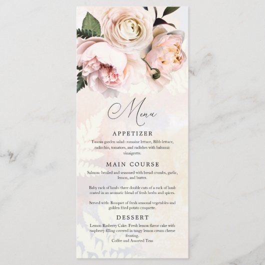 Blush Pink Floral Spring Garden Weddenmenu Menu (Voorkant)